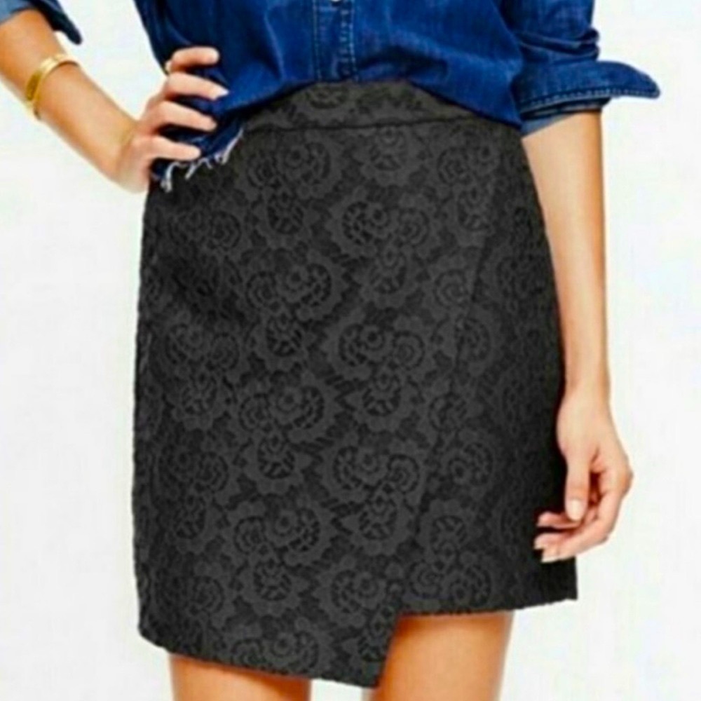 Madewell Black Lace Asymmetrical Skirt